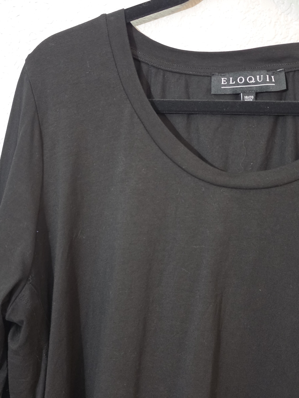 Eloquii Long-Sleeve Scoop Neck Top Side Slits Flowy Stretchy Womens 18/20 - Picture 2 of 8
